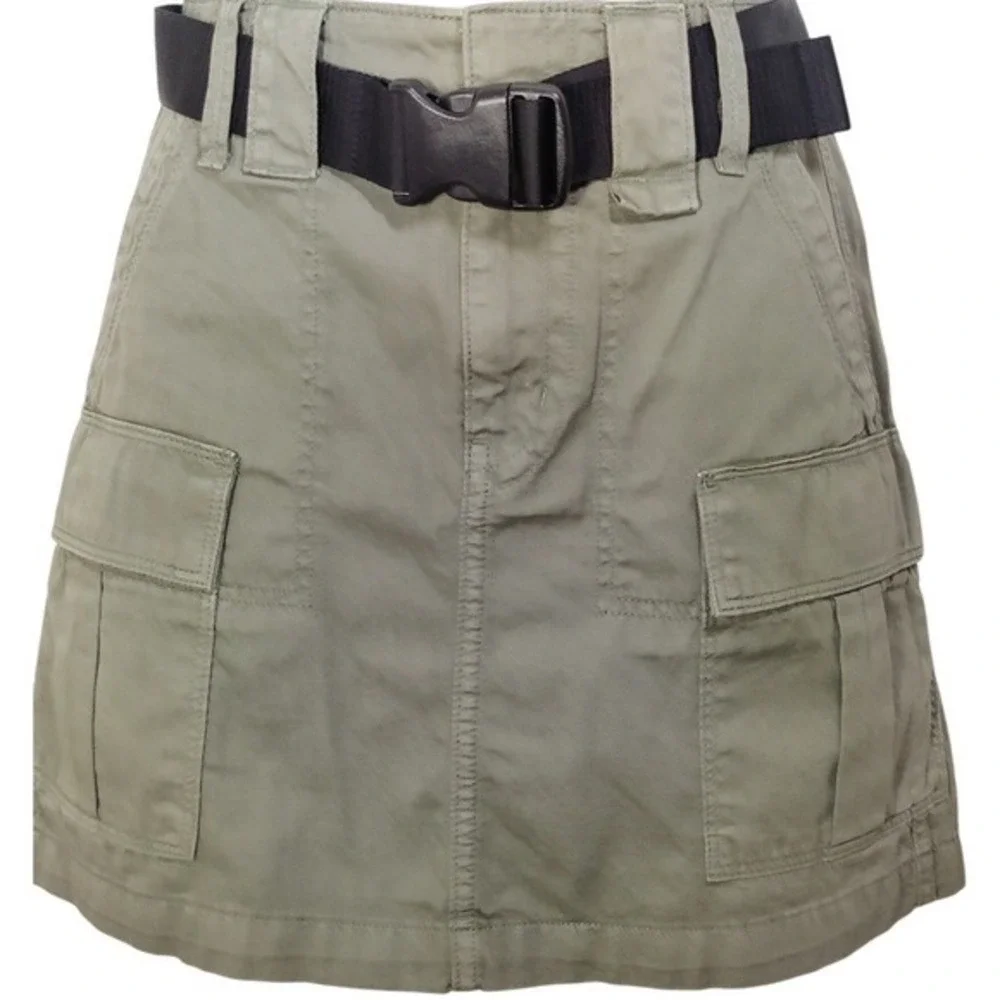 American Eagle Outfitters Cargo Skirt Olive Green Belted Utility Mini‎ granola
